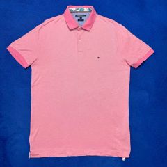 【トミーヒルフィガー】ピンク　スリムフィット ポロシャツ　レディース　M TOMMY HILFIGER - 【トミーヒルフィガー】ピンク スリムフィット