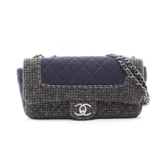 シャネル CHANEL ショルダーバッグ マトラッセ ネイビー/ブラウン ファブリック マトラッセ チェーンショルダー レディース Used B