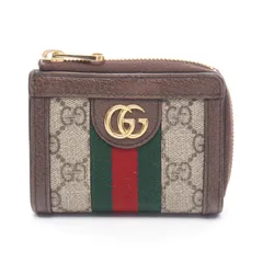 グッチ GUCCI コインケース オフィディア GGスプリーム 644333 ベージュ/ダークブラウン レザー オフディア L型ZIP財布 レディース Used B