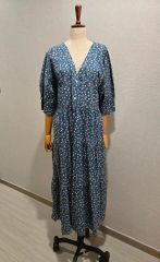 レトロ レア 花柄 半袖ひざ丈ワンピース ロキシー パイル生地 可愛い