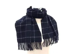 BURBERRY バーバリー マフラー ネイビー系×マルチカラー カシミア100% ユニセックス フリンジ 新古未使用展示品