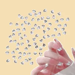 ジュエリーパーツ クリスタル ガラスストーン ネイルアート キラキラ ラインストーン 小さい 3mm デコパーツ 立体 ハートストーン ネイルパーツ (クリア) 約90個セット ネイルストーン ハート