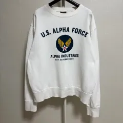 アルファインダストリーズ アメリカ空軍 プリント スウェットシャツ / 白 Lのサムネイル