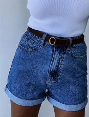 新品) レディース オーバーサイズ デニムハーフパンツ