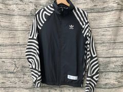 adidas ナイロンジャケット ブラック ホワイト - メルカリ