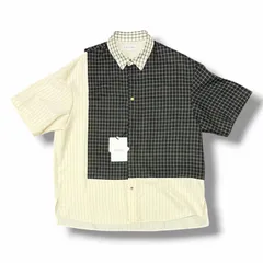 参考上代37400円 未使用 CULLNI 25SS Check Asymmetrical Stripe Short Sleeve Shirt チェックアシンメトリーストライプシャツ 半袖 クルニ 25-SS-021 ホワイト×ブラック 2 （4721M）のサムネイル