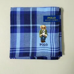 ポロ POLO ラルフローレン クマ ハンカチ ブルー CHECK - 新品