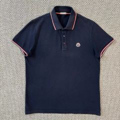 MONCLER ポロシャツ ネイビー 襟ロゴ - メルカリ