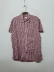 (L) ラコステ 半袖シャツ CHECK 半袖シャツ ロゴ ストレッチ カジュアル