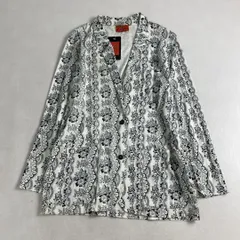 ケンゾー	テーラードジャケット	花柄　総柄　ヴィンテージ　ブラック　ホワイト　JUNGLE KENZO　M・L相当のサムネイル