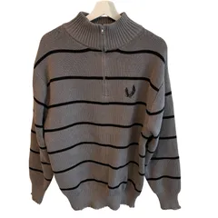 【新品】mily bilet クラシカルエルフ ボーダー ハーフジップ ニット グレー Lサイズ ユニセックス【TE15】のサムネイル