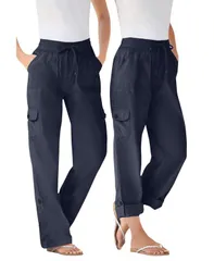 ウーマン ウィズイン レディース ボトムス カジュアルパンツ カーゴパンツ キャップ Woman Within Womens Within Convertible Length Cargo PantCapri Navy ネイビー