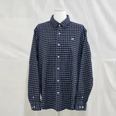 LACOSTE ラコステ ネイビー CHECK チェック 季節の変わり目 シャツ メンズ105 0619
