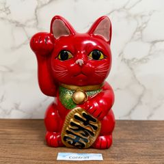 九谷焼】横座り 招き猫 縁起尽くし 5.5号 縁起物 置物 金運 富士山