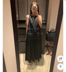 ENFOLD エンフォルド アシメギャザーワンピース ブルー 蒼井優 18aw