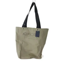 アクアスキュータム AQUASCUTUM タグ付き コットン トートバッグ ショルダーバッグ ロゴ 裏チェック ベージュ 