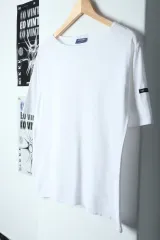 W(S-M) セントジェームス 半袖 Tシャツ 小さな汚れあり 白 無地-13BD8