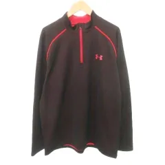 アンダーアーマー UNDER ARMOUR ジャケット ジャージ ハーフジップ ロゴ ワンポイント 薄手 Lサイズ 黒 ブラック ■YHS11