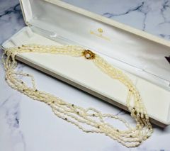 美品 ヴィンテージ セルロイド フレンチアイボリー 5連 ネックレス 