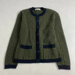 クリスチャンディオール	カーディガン	ノーカラー Christian Dior 千鳥格子 ウール グリーン　ブラック M・L相当のサムネイル