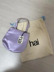hai 水色 サテン ハンドバッグ 保存袋付き - メルカリ