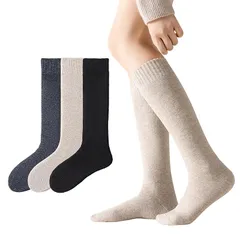 【新品】 [DAMILY] ハイソックス レディース 暖かい 冬ソックス あったか靴下 裏起毛 37°恒温 極厚 ウールソックス 膝下 保温靴下 二重編み 零下防寒 もこもこ クルー丈 3足セット 22-25cm
