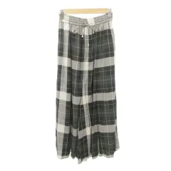 グローバルワーク GLOBAL WORK ワイドパンツ スラックス チェック ウエストゴム 薄手 Sサイズ グレー ■GY99