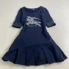 バーバリーブルーレーベル	ワンピース	ノバチェック　ロゴプリント　プリーツ　フレア　38 M L相当　三陽商会