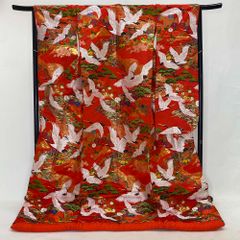 色打掛 赤地 鶴 花丸文様 豪華刺繍 - メルカリ