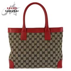 美品 GUCCI グッチ レッド ベージュ GGキャンバス/レザー 002 1119 トートバッグ ハンドバッグ レディース 601225【中古】