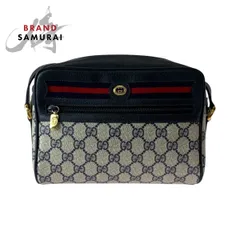 GUCCI グッチ ヴィンテージ シェリーライン オールドグッチ ネイビー ベージュ 119 02 087 ショルダーバッグ ポシェット レディース 601363【中古】