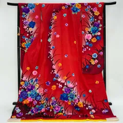 本振袖 引き振袖 正絹  ピンク 花柄 古典 刺繍 結婚式 裄65.3cm Bランク 花嫁衣装 Mサイズ 4430
