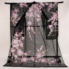 本振袖 引き振袖 正絹  赤 花柄 古典 刺繍 結婚式 裄64.2cm Bランク 花嫁衣装 Mサイズ 4437 本振袖 引き振袖 正絹 赤 花柄 古典 刺繍 結婚式 裄64.2cm Bランク