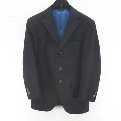 麻布テーラー azabu tailor テーラード ジャケット 42 紺系 ネイビー 毛 ウール モヘヤ 裏地 無地のサムネイル