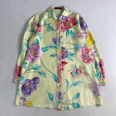 美品　レオナール　ブラウス　フラワー　シルク混　トリム レオナールファッション シャツ ブラウス フラワーモチーフ シルク混
