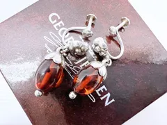 レア　美品　Georg Jensen　ジョージジェンセン　4　SV925　琥珀　アンバー　どんぐり　シルバー　イヤリングのサムネイル