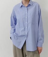 louren)トライプ長袖シャツ ブルー - メルカリ