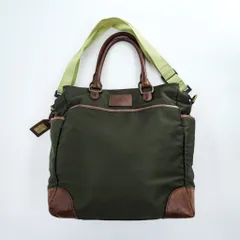 Polo Ralph Lauren ショルダーバッグ 2WAY トートバッグ オリーブグリーン ナイロン レザー