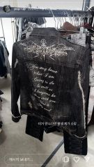 極美品 リミフゥ デニムジャケット TATOO ワッペン 短丈 ブラック М