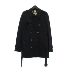 バーバリー BURBERRY 美品 THE KENSINGTON トレンチコート ショート 英国製 イングランド製 裏地ノバチェック 黒 ブラック 46 M位