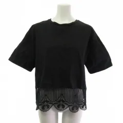 グリーンレーベルリラクシング ユナイテッドアローズ green label relaxing Ｔシャツ カットソー 裾レース 半袖 黒 ブラック F