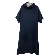  CARVEN　カルヴェン 半袖ワンピース　ボトルネック　デニム風　紺　ネイビー　レディース　Sサイズ　オシャレ　希少　カジュアル【Z1809】のサムネイル