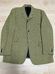 48 RAF SIMONS ラフ シモンズ Daddy Fit BIGフィット Yellow ハウンドトゥース ブレーザー ジャケットのサムネイル