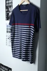 (L) ポロラルフローレン 半袖 Tシャツ ストライプ ネイビー-13300