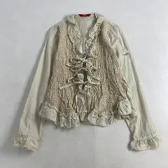 ピンクハウス	カーディガン	フリル　プリーツ　リネン混　シースルー　ベージュ