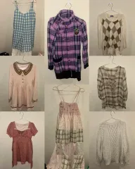 ヴィンテージ 服 벼룩 レディース ONE PIECE コレクション もり BURBERRY CHECK ハイティーン ニットのサムネイル