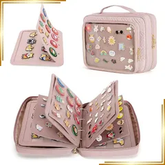 【新品】 Luxja 缶バッジ 収納 バッグ クリアポケット付き 缶バッジコレクション ピンバッジ 収納ケース ファイル 推し活グッズ ディスプレイ 保管 持ち運び プレゼント ピンク 1
