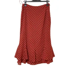  【美品】KEITAMARUYAMA　ケイタマルヤマ　シフォンスカート　ドット　水玉　マーメイド　赤　レッド　レディース　サイズ2 オシャレ　高級感　希少　レトロ【Z1809】のサムネイル
