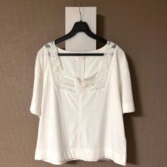 45R スカラップレース フリル カットソー ハケ目カットワーク×天竺のT