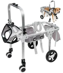 Pekaro 犬用車椅子 歩行補助 歩行器 ペット介護 後ろ足サポート 軽量 サイズ調整可能 通気性メッシュ 4 輪 リハビリ用 犬猫用リフティング補助 老犬・障害犬・怪我したペットに対応 室内・屋外・散歩・自宅用 小型犬 日本語マニュアル付き（L ホワイト）のサムネイル
